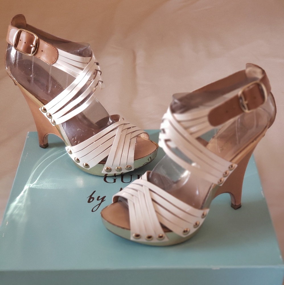 Guess by MARCIANO White AIDEN Wedge Heels